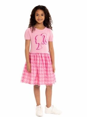 Barbie Pink Houndstooth Knit Dress